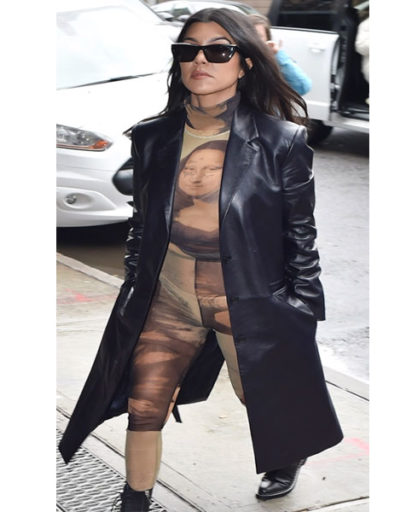 Kardashian Holiday Party Leather Coat