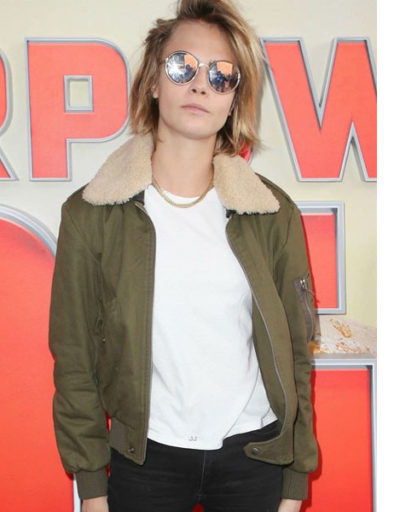 Cara Delevingne Shearling Cotton Jacket
