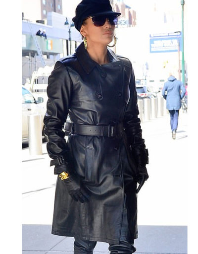 Jennifer Lopez Leather Coat