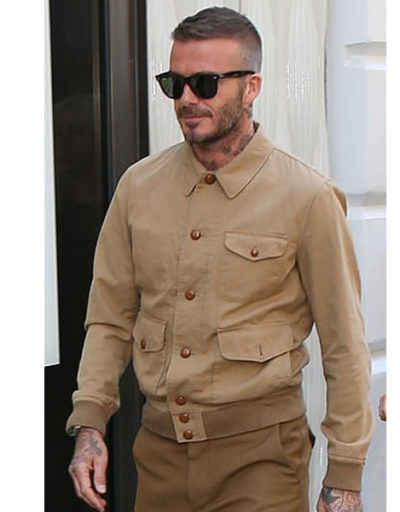 David Beckham at London Fashion Week Cotton Jacket