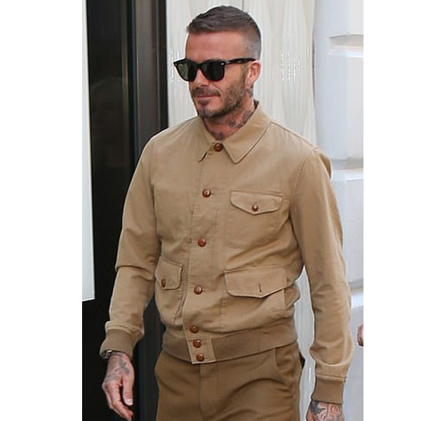 David Beckham at London Fashion Week Cotton Jacket