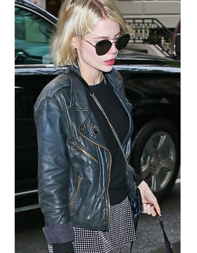 Lucy Boynton Black Leather Jacket