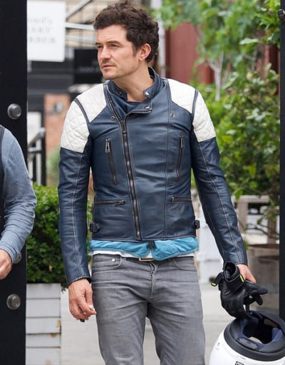 Orlando Bloom motorbike leather jacket