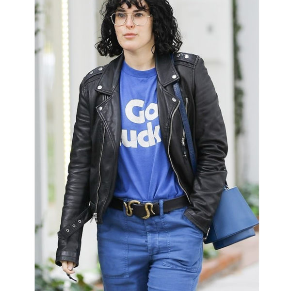 Rumer Willis leather jacket