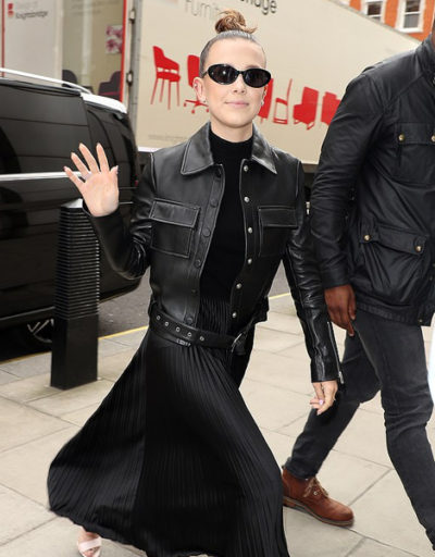 Millie Bobby Edgy Leather Biker Jacket