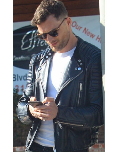 Ed Skrein Beverly Hills leather jacket