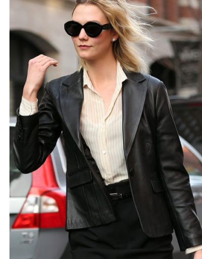 Karlie Kloss leather Coat