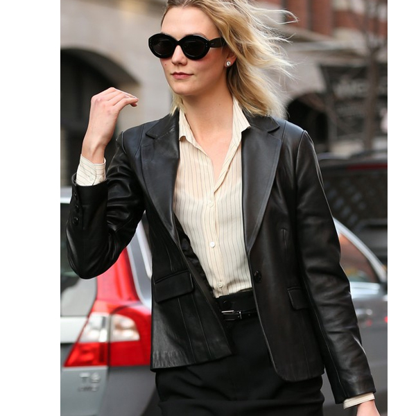 Karlie Kloss leather Coat