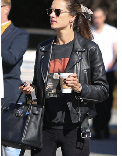 Alessandra Ambrosio Rocks Edgy Leather Jacket