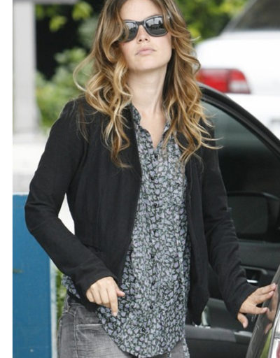 Rachel Bilson Black Fleece Jacket