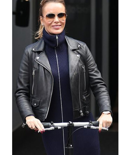 Amanda Holden Leather Black Leather Biker Jacket