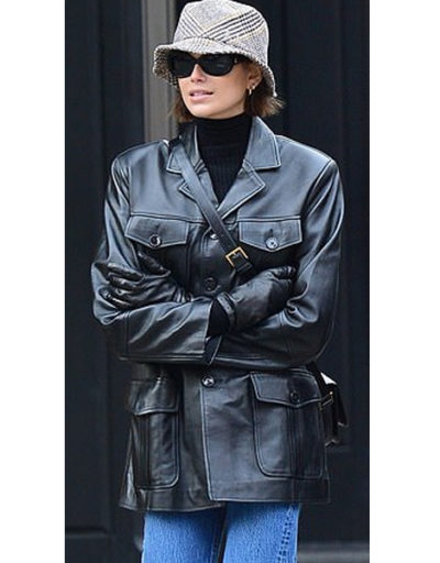 Kaia Gerber New York Leather Jacket