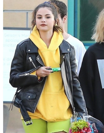 Selena Gomez Photo Shoot LA Leather Jacket