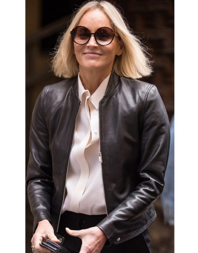 Sharon Stone black leather Madrid Jacket