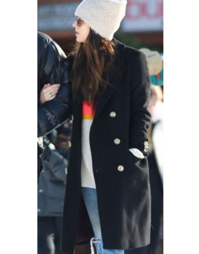 Dakota Johnson Skiing Wool Coat