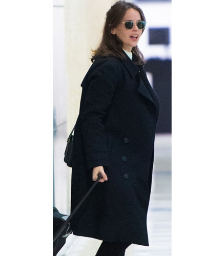 Felicity Jones Wool Coat