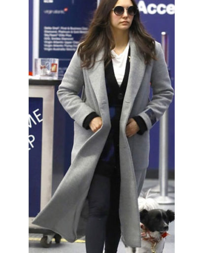 Nina Dobrev LAX Airport Wool Coat