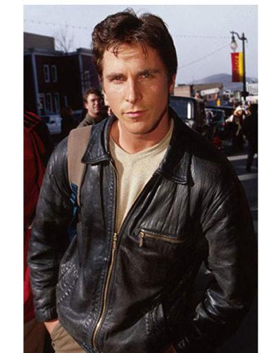American Psycho Christian Bale Black Leather Jacket