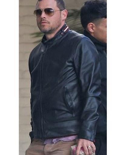 Classic Black Leather Bomber Jacket