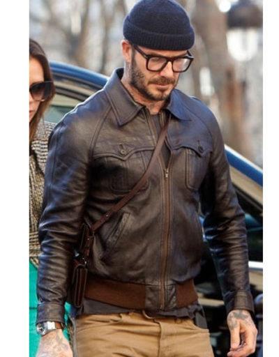 David Beckham Stylish Paris France Leather Jacket