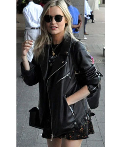 Laura Whitmore Biker Leather Jacket