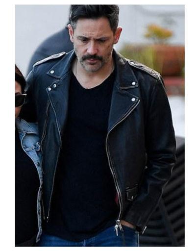 Steve Kazee Black Biker Leather Jacket