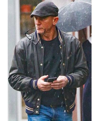 Daniel Craig Baseball Bomber Leather Jacket