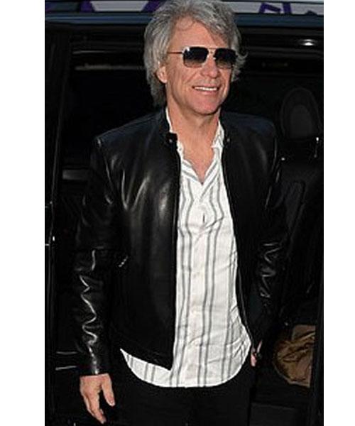 Jon Bon BBC Radio 2 Studios leather Jacket