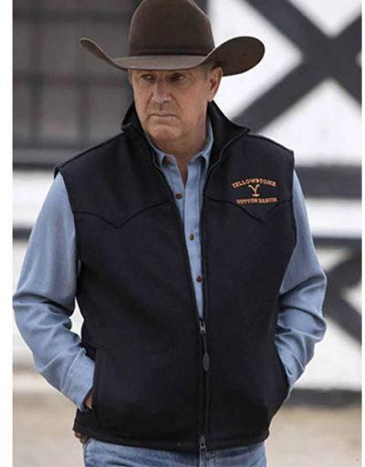 Kevin Costner Yellowstone Black Wool Vest