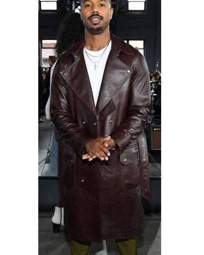 Michael B Jordan Coach Fashion Leather Trench Coat