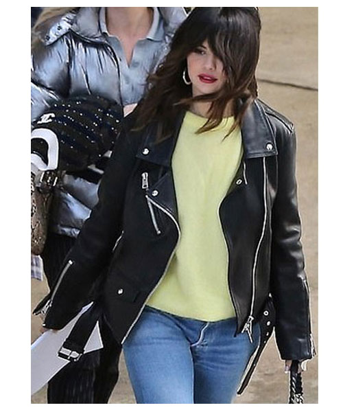 Selena Gomez Rocker Chic Leather Motorcycle Jacket - Image 2