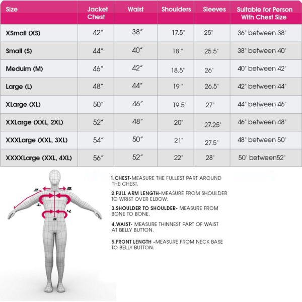 Size Chart Men’s Measurement Woman’s Measurement