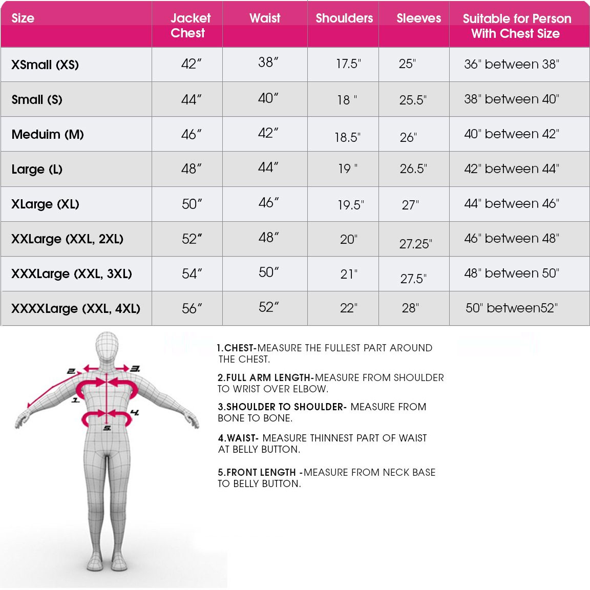 Mens To Womens Jacket Size Conversion Chart