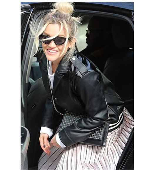 Ashley Roberts bike Black Leather Jacket