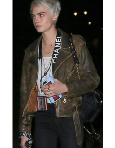 Cara Delevingne Rocks Leather Jacket