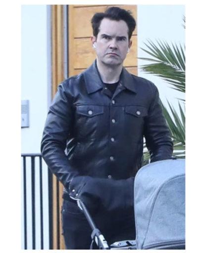 Jimmy Carr leather Black jacket