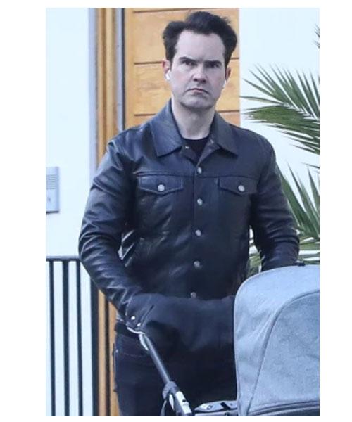 Jimmy Carr leather Black jacket