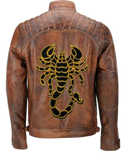 Cafe Racer Scorpion Motorcycle Leather Jacket