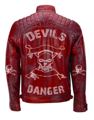 Red Devil Design Vintage Biker Motorcycle Leather Jacket