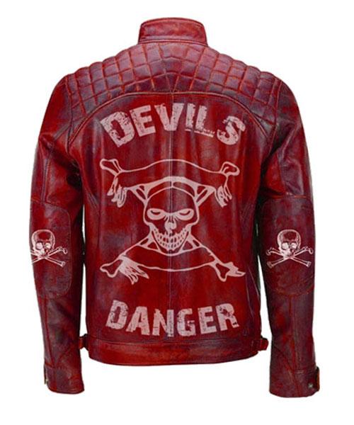 Red Devil Design Vintage Biker Motorcycle Leather Jacket