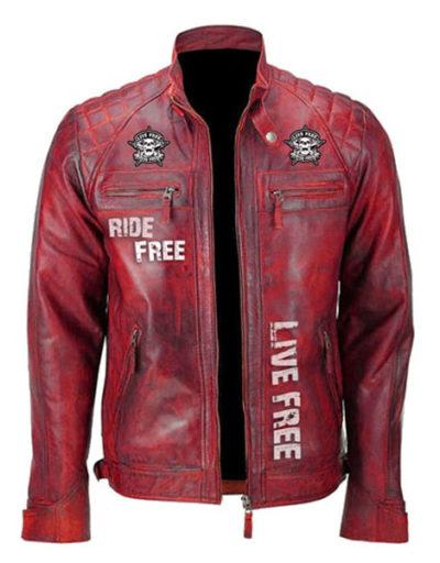 Vintage Racer Retro Red Leather Jacket