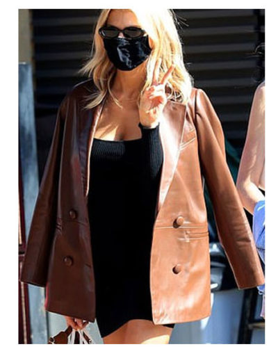 Charlotte McKinney Leather Coat