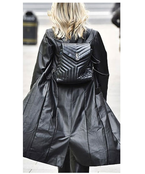 Ashley Roberts Heart FM Black Leather Coat