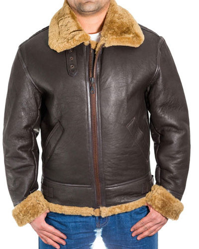 B-3 Aviator Shearling Sheepskin RAF Pilot WW2 Flying Bomber Jacket
