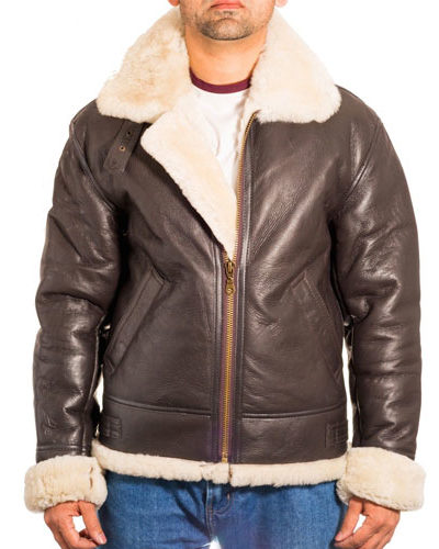 B3 Bomber Aviator White Sheepskin Shearling Leather Jacket