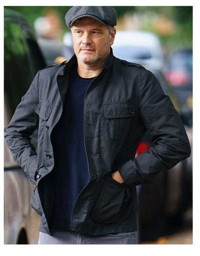 Colin Firth Charcoal Cotton Coat