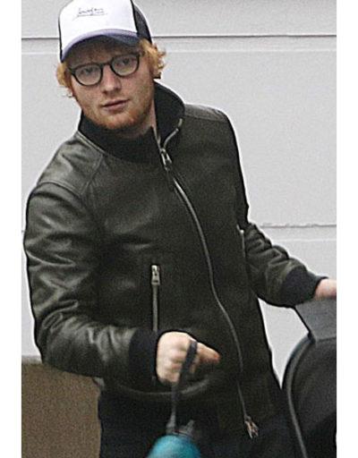 Ed Sheeran Black leather Jacket