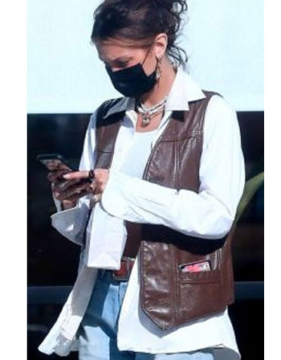 Bella Hadid Studio City Leather Vest