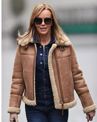 Amanda Holden Shearling Aviator RAF B6 Shearling Jacket