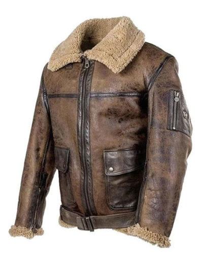 Schwarzenegger Aviator RAF B6 Shearling Bomber Flying Leather Jacket